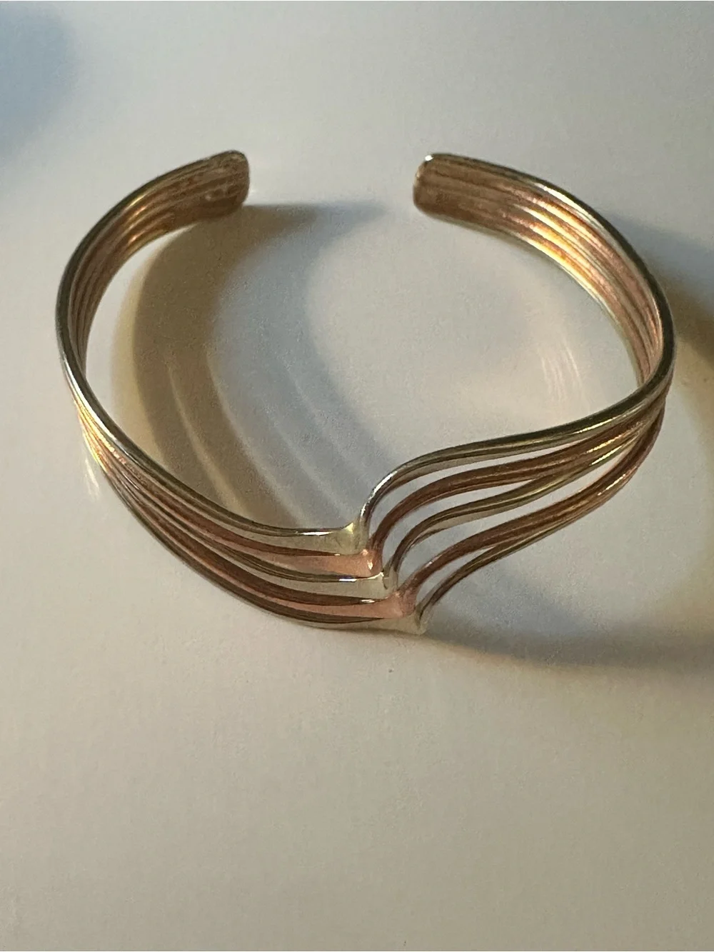 Fashion Jewelry Gold-Tone Layered Wave Open Cuff Bracelet